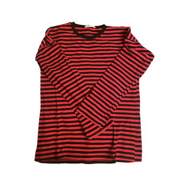 red & black lined long sleeves shirt