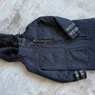 The Kooples navy coat (with black fur details)
