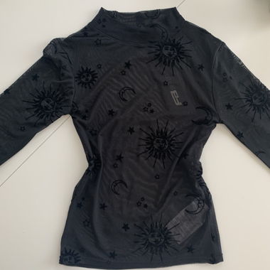 Transparenter Mesh-Longsleeve Schwarz