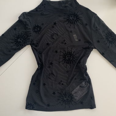 Transparenter Mesh-Longsleeve Schwarz
