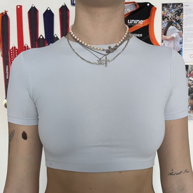 Crop top zara gris bleu