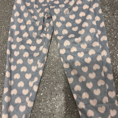 Pantalon de pyjama duveteux avec petits coeurs, Gr. M