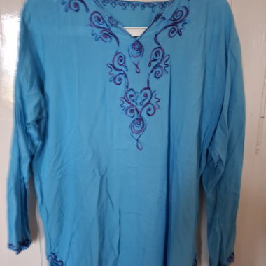 Tunique brodée turquoise