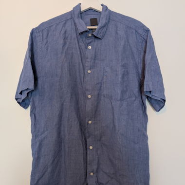 Leinen Kurzarm Hemd hellblau
