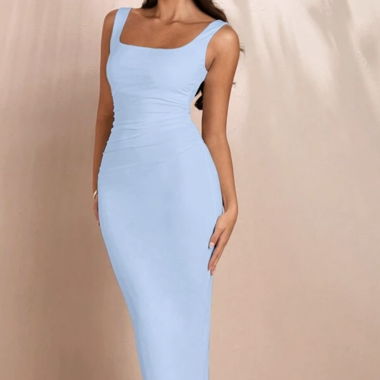 Robe bleu dos nue avec noeud