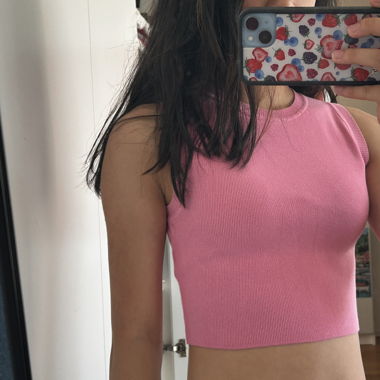 Zara Pink Knit Cropped Tank