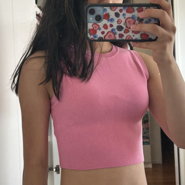 Zara Pink Knit Cropped Tank