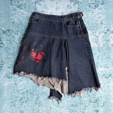 Gonna in denim stampata asimmetrica Vivienne Westwood