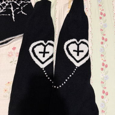 Y2K schwarze Strick-Legwarmer