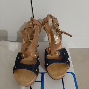 Denim Wedge Sandals
