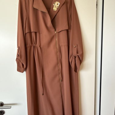 Terracotta Coat with Brooch