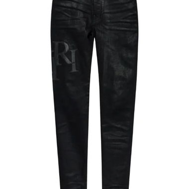 Pantalon en cuir noir avec logo