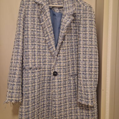 Cappotto in tweed elegante blu – taglia 44, come nuovo