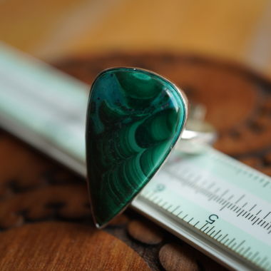 Bague en Malachite   Taille Ajustable   Uni