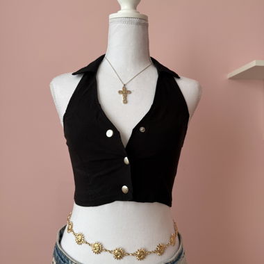 Schwarzes Cropped Top