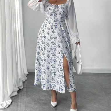 Robe midi à fleurs