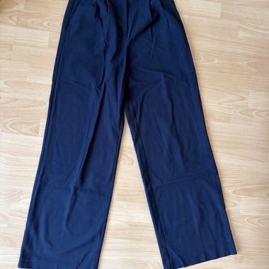 Navy high-waisted trousers