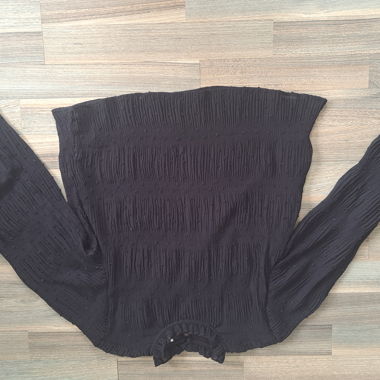Bluse langarm schwarz mit gepunktetem Muster