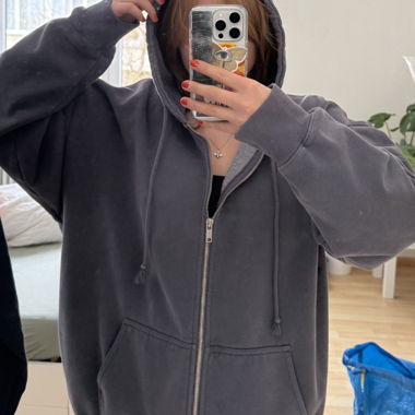 Felpa con zip oversize blu