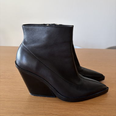 Black Wedge-Ankle Boots