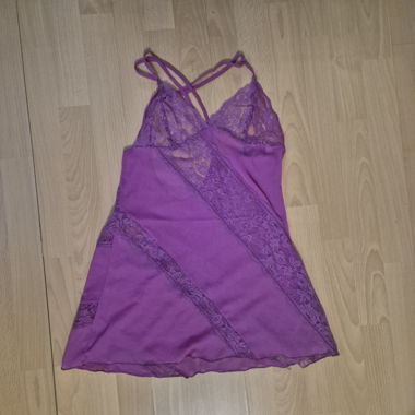 Vestito/chemise viola fucsia con pizzo