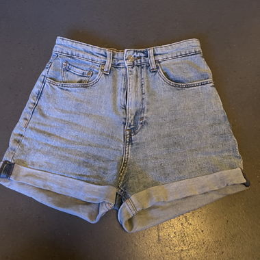 Shorts in denim a vita alta Mom