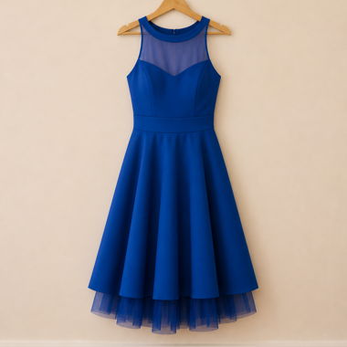 Blaues ärmelloses Kleid