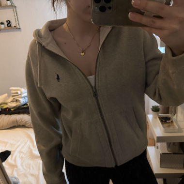 Hoodie à zip Ralph Lauren Polo vintage gris
