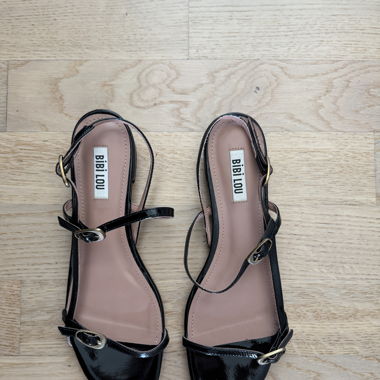 Sandals, Bibi Lou, black, patent leather, size 38