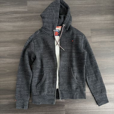 Dunkelgrauer Kapuzen-Hoodie mit Reissverschluss