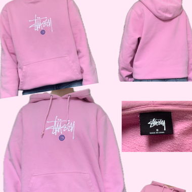 pink stüssy hoodie