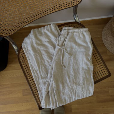 Bershka Beige Linen Trousers