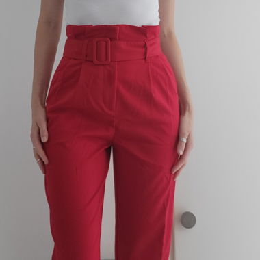 Pantalon rouge taille haute