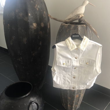 Ärmellose Jeansweste in weissem Denim BLUMARINE