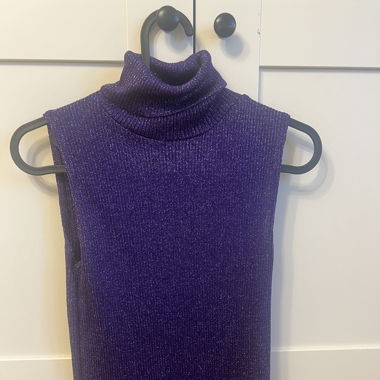 high neck top in purple lurex