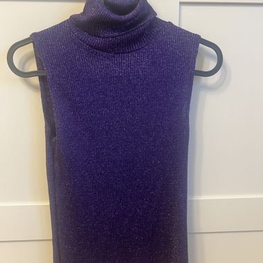 high neck top in purple lurex