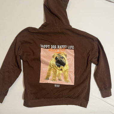 Felpa con cappuccio grafica marrone