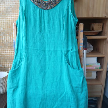 Damen Kleid Lina Tomei, Leinen, Grösse M, Grün