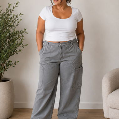 Pantalon cargo gris Pull&Bear