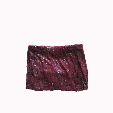 Gonna mini con paillettes bordeaux