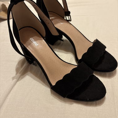 Black strap high heels