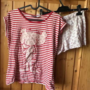 Gestreifter Pink-Panther-Anzug rot und blassrosa