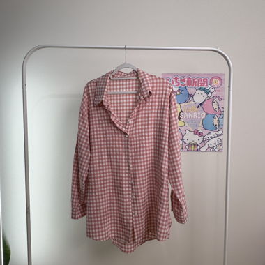 Blusa oversize a quadretti vichy rosa
