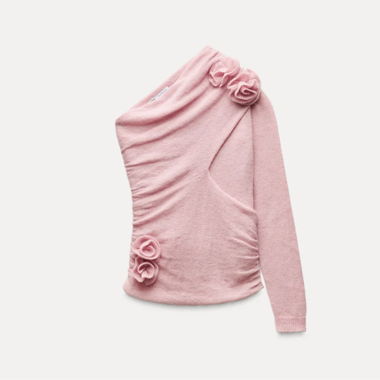 Maglione rosa asimmetrico