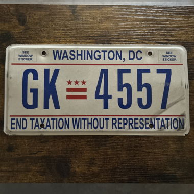 US Car Plaque, Washington D.C. GK 4557