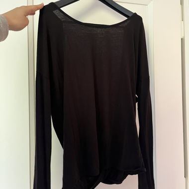 Black long-sleeve shirt with back neckline