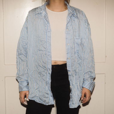 Chemise oversize rayée bleu clair blanc