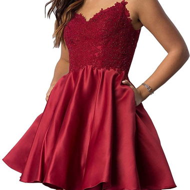 Red lace short dress 