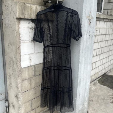 goth transparent mesh maxidress with polkadots