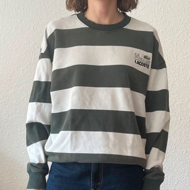 Lacoste Live Striped Sweatshirt White and Green M